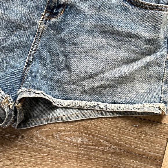 PacSun High Rise Distressed Blue Denim Jean Shorts - Picture 3 of 10